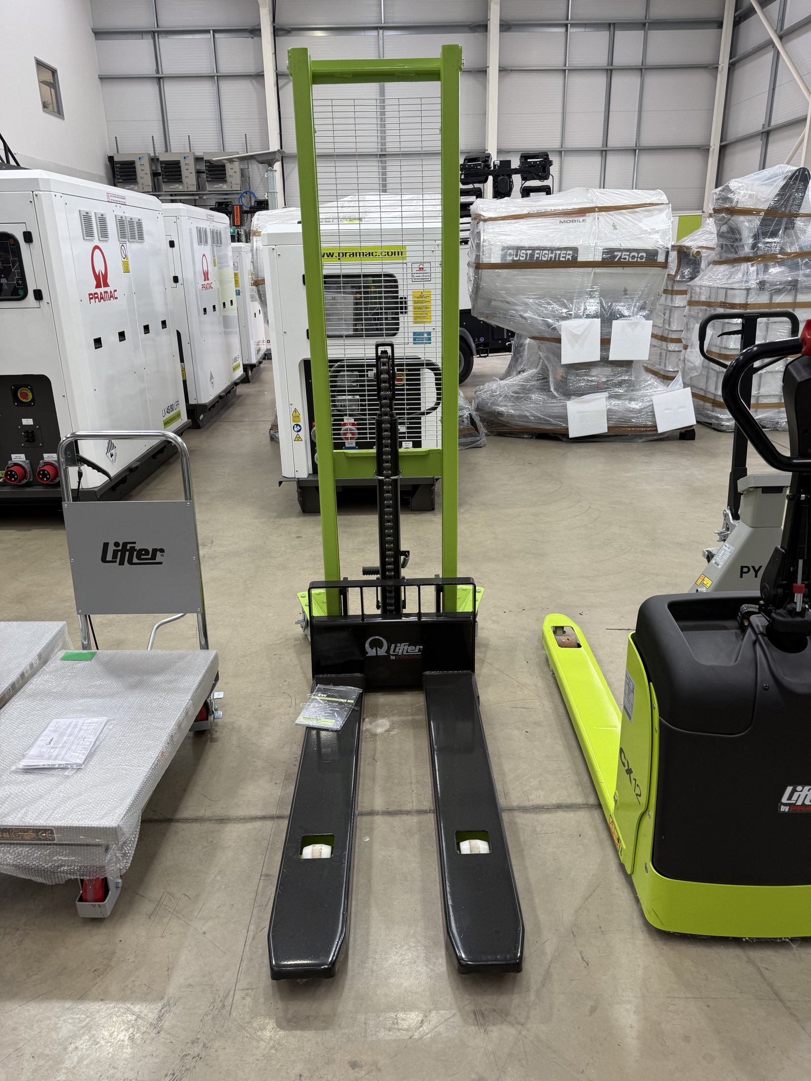 Professional Pramac pallet truck on white background